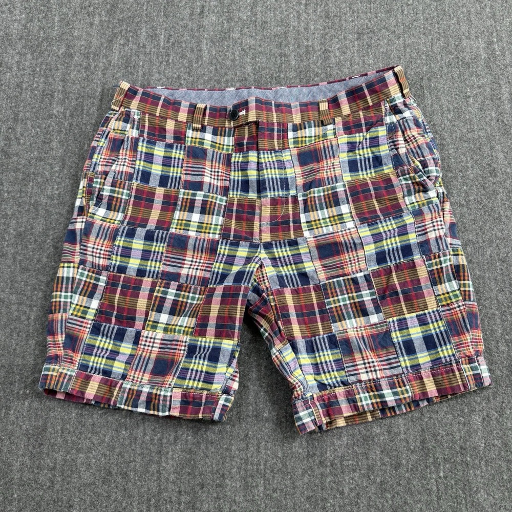 Brooks Brothers Bermuda Shorts Men's W36 Madras Patchwork Plaid 100% Cotton
